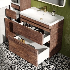 Style Line Тумба с раковиной напольная Атлантика 80, Люкс старое дерево, PLUS – фотография-3